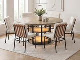 Eden Rustic Oak/White 59" 7-Piece Round Dining Set