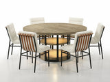 Eden Rustic Oak/White 59" 7-Piece Round Dining Set