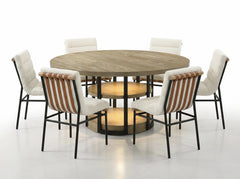 Eden Rustic Oak/White 59" 7-Piece Round Dining Set