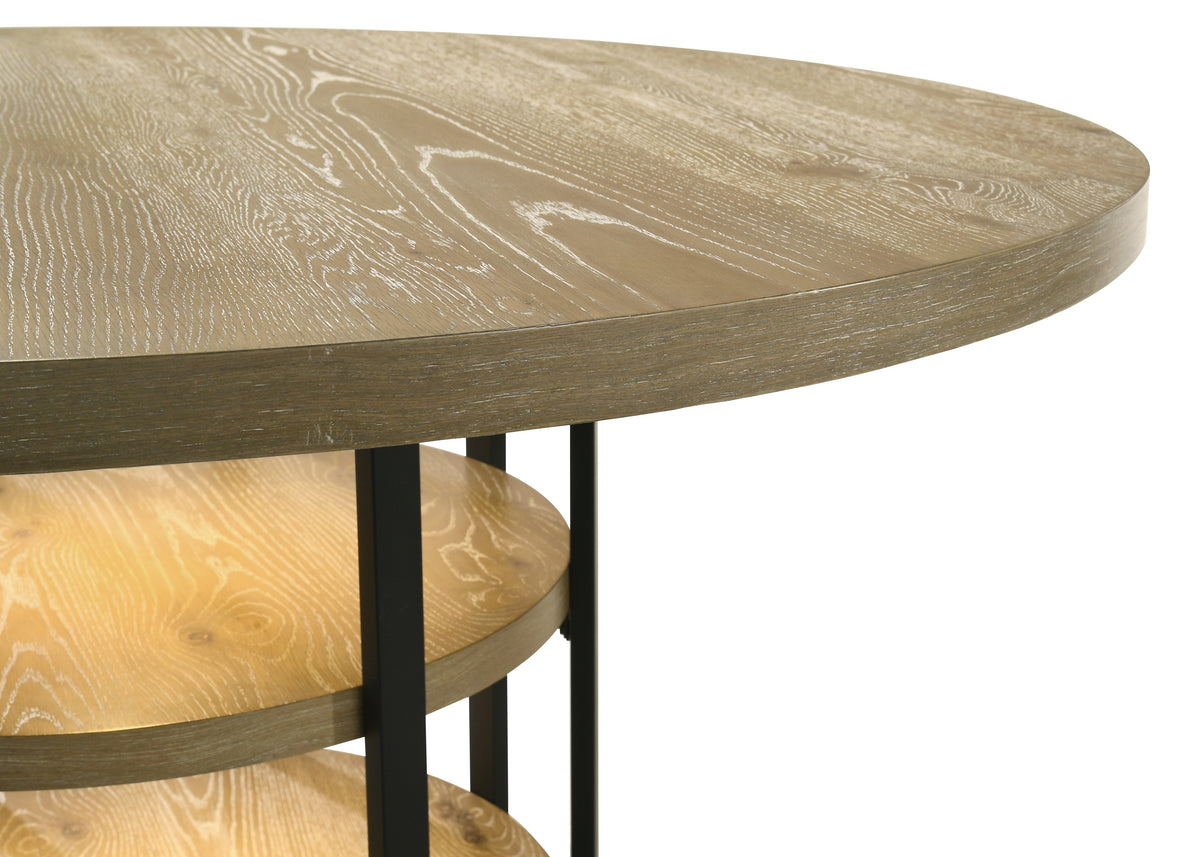 Eden Rustic Oak/White 59" 7-Piece Round Dining Set