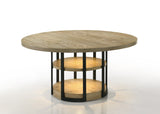 Eden Rustic Oak/White 59" 7-Piece Round Dining Set