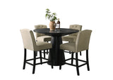 Jasper Ebony Black 47" 5-Piece Round Counter Height Dining Set