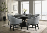 Haven Ebony Black 59" 7-Piece Round Dining Set with Barrel Chairs