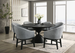 Haven Ebony Black 59" 7-Piece Round Dining Set with Barrel Chairs