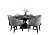 Haven Ebony Black 59" 7-Piece Round Dining Set with Barrel Chairs