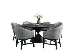Haven Ebony Black 59" 7-Piece Round Dining Set with Barrel Chairs