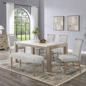 Tabitha Light Oak 66" 6-Piece Rectangular Dining Set with Bench