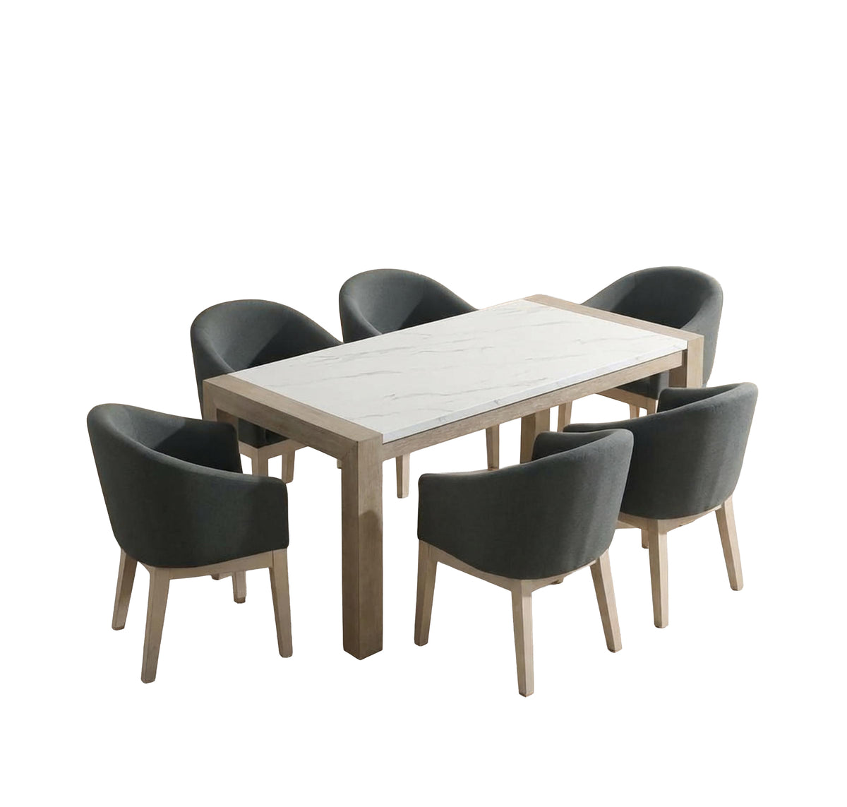 Tabitha Light Oak/Gray 66" 7-Piece Rectangular Dining Set