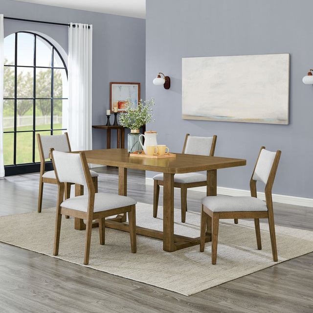Darla Walnut Oak 72" 5-Piece Rectangular Dining Set