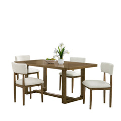 Darla Walnut Oak 72" 5-Piece Rectangular Dining Set with Sherpa Chairs