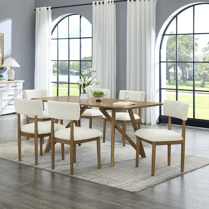 Darla Walnut Oak 70" 7-Piece Rectangular Dining Set