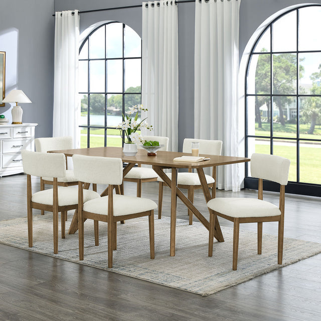 Darla Walnut Oak 70" 7-Piece Rectangular Dining Set