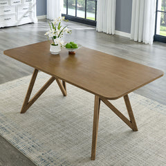 Darla Walnut Oak 70" 5-Piece Rectangular Dining Set with Fabric Chairs