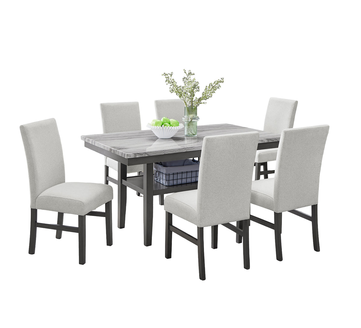 Selena Gray 60" 7-Piece Rectangular Dining Set