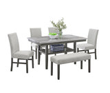 Selena Gray 60" 6-Piece Rectangular Dining Set with Bench