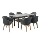 Selena Gray 60" 7-Piece Rectangular Dining Set with Barrel Chairs