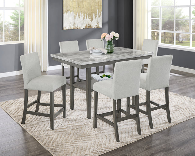 Selena Gray 60" 7-Piece Counter Height Dining Set