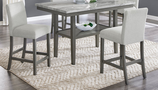 Selena Gray 60" 6-Piece Rectangular Counter Height Dining Set with Bench