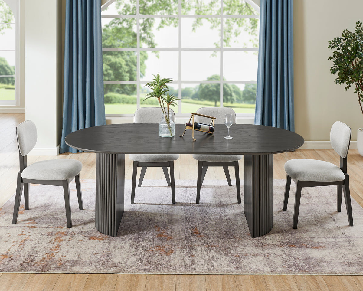 Valencia Gray 80" 5-Piece Oval Dining Set