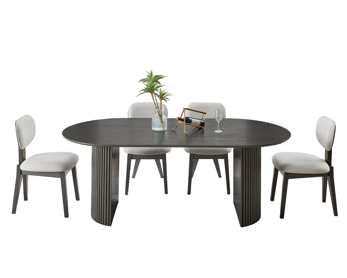 Valencia Gray 80" 5-Piece Oval Dining Set