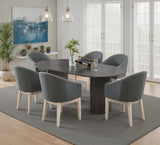 Valencia Gray 80" 7-Piece Oval Dining Set with Barrel Chairs