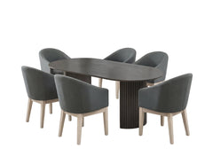 Valencia Gray 80" 7-Piece Oval Dining Set with Barrel Chairs