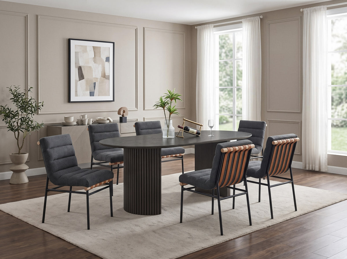 Valencia Gray/Dark Gray 80" 7-Piece Oval Dining Set