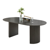 Valencia Gray 80" 7-Piece Oval Dining Set with Barrel Chairs