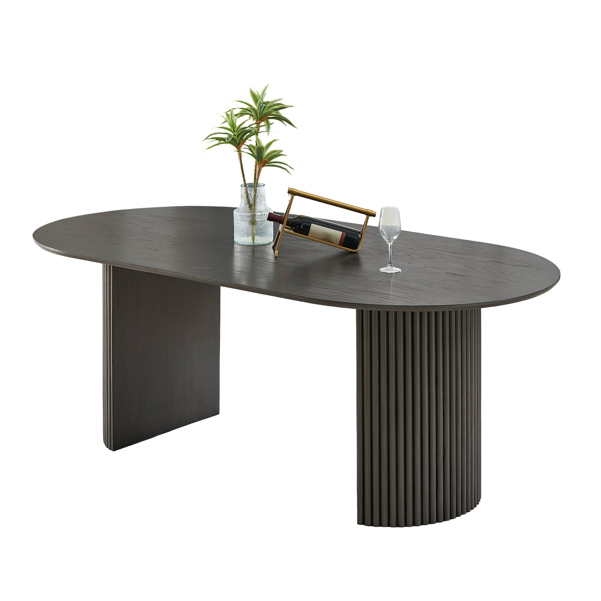 Valencia Gray 80" 7-Piece Oval Dining Set with Barrel Chairs
