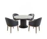 Valencia White/Gray 54" 5-Piece Round Dining Set with Barrel Chairs