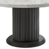 Valencia White/Gray 54" 5-Piece Round Dining Set with Barrel Chairs