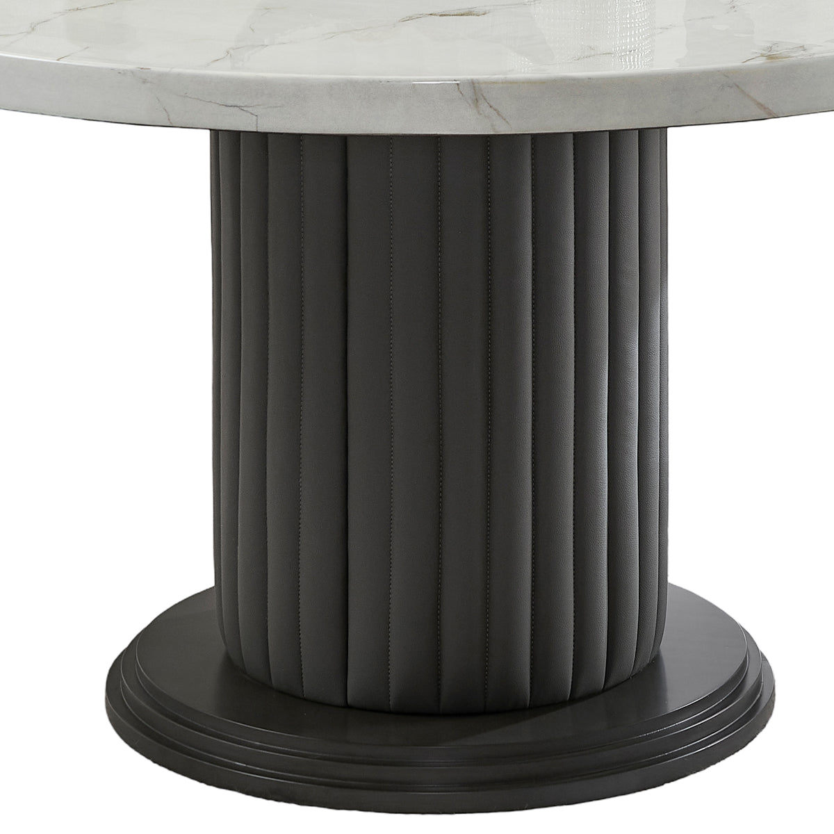 Valencia White/Gray 54" 5-Piece Round Dining Set with Barrel Chairs