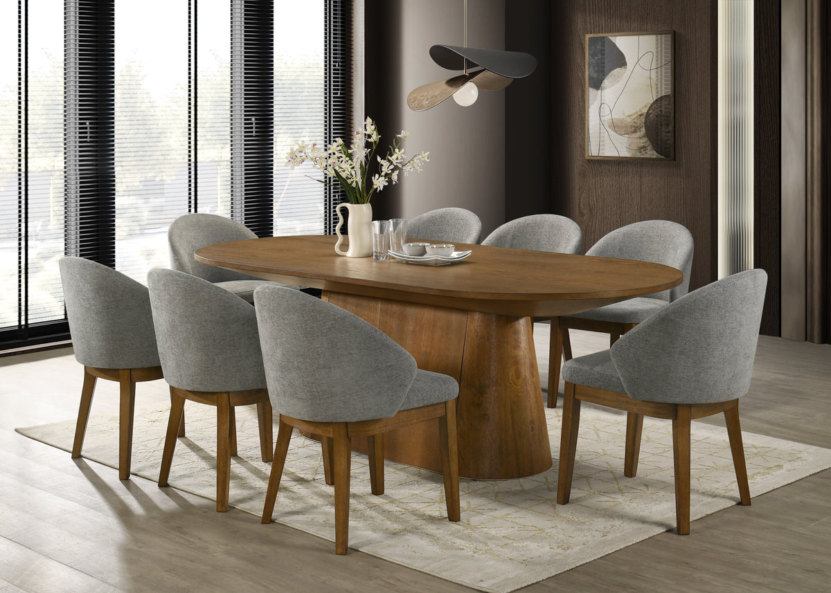 Andrew Walnut 88" 9-Piece Oval Dining Set