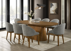 Andrew Walnut 88" 9-Piece Oval Dining Set