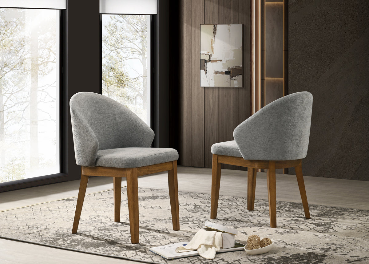 Andrew Walnut 22"W Fabric Barrel Dining Chair (Set of 2)