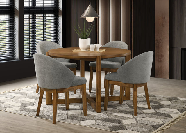 Andrew Walnut 47" 5-Piece Round Dining Set