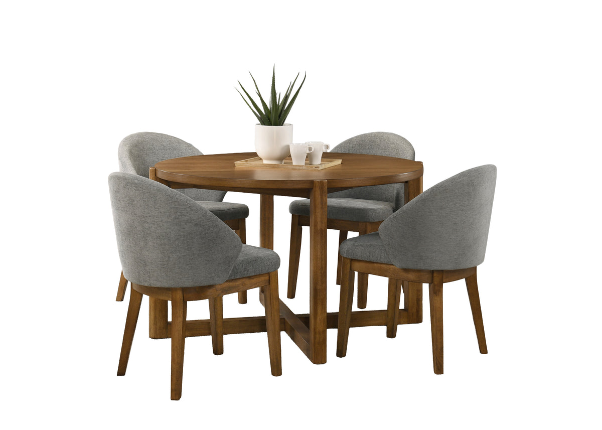 Andrew Walnut 47" 5-Piece Round Dining Set