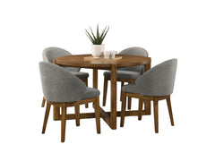 Andrew Walnut 47" 5-Piece Round Dining Set