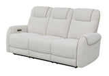 Ogden White Fabric Dual Power Reclining Sofa with Drop-Down Table