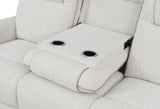 Ogden White Fabric Dual Power Reclining Sofa with Drop-Down Table