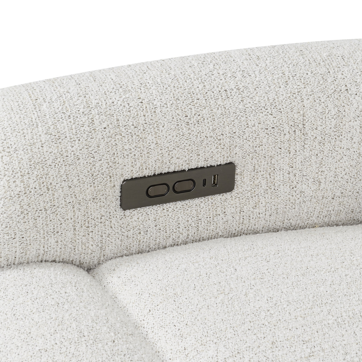 Ogden White Fabric Dual Power Reclining Sofa with Drop-Down Table