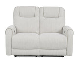 Ogden White Fabric Dual Power Reclining Loveseat