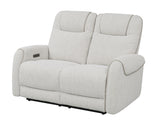 Ogden White Fabric Dual Power Reclining Loveseat