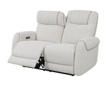 Ogden White Fabric Dual Power Reclining Loveseat