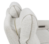 Ogden White Fabric Dual Power Reclining Sofa with Drop-Down Table