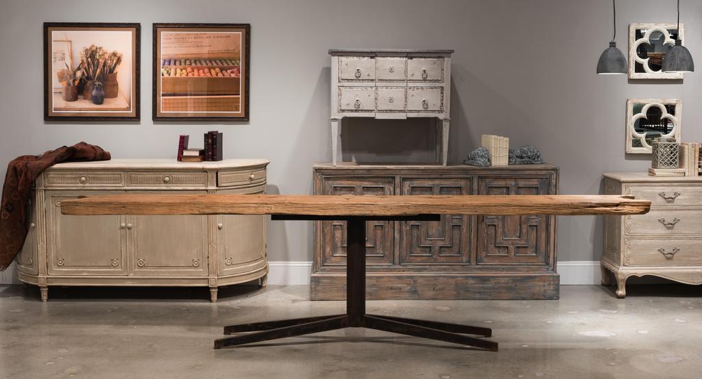 Architectural Lines Beige Wall Console Table