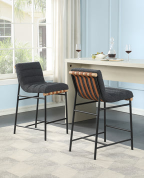 Lahni Dark Gray 18"W Boucle Fabric Counter Height Stool (Set of 2)