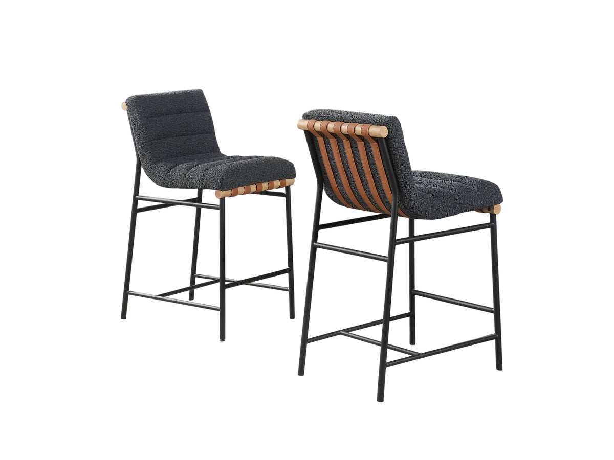 Lahni Dark Gray 18"W Boucle Fabric Counter Height Stool (Set of 2)