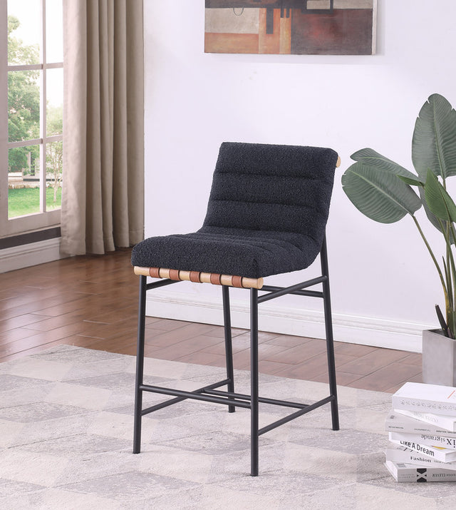 Lahni Black 18"W Boucle Fabric Counter Height Chair