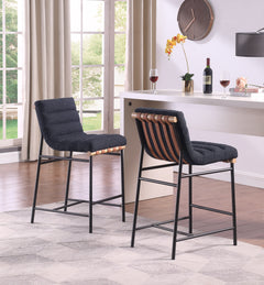 Lahni Black 18"W Boucle Fabric Counter Height Stool (Set of 2)